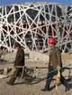 The Olympic stadium under construction in Beijing