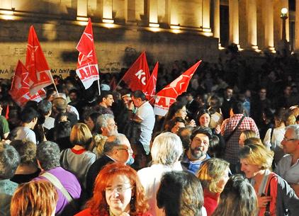 Crowds of SYRIZA supporters gathered in Syntagma Square in Athens to celebrate the election result