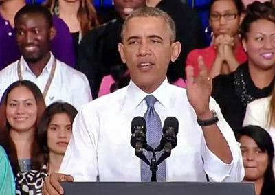 President Obama speaks at a press event celebrating the Affordable Care Act