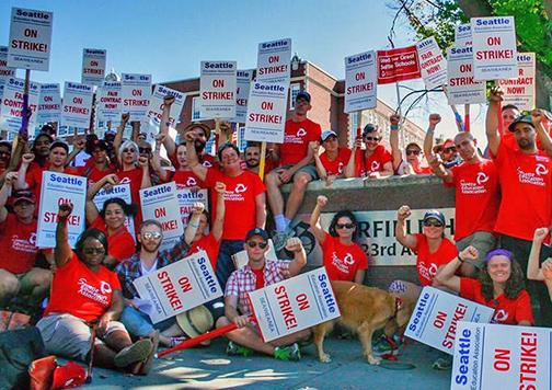 Seattle teachers on the picket line during their strike for justice