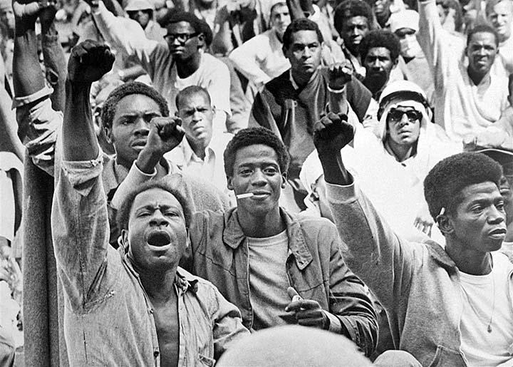 Prisoners during the Attica Uprising of 1971