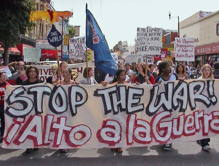 Marching against the bombing of Afghanistan in San Francisco in 2001