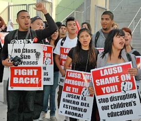 Los Angeles teachers picket before school on May 15