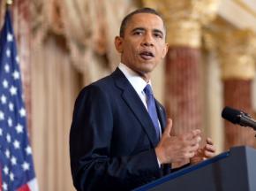 Barack Obama delivering his speech on the Arab Spring and the Palestine-Israel conflict