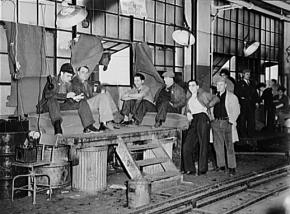 Flint sit-down strikes during the occupation of one of GM's plants