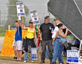 Caterpillar workers on the picket line against company demands for concessions