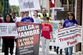 Hunger strikers and supporters march in a "Walk for Life"