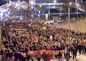 Protesters during one of last spring's mass marches