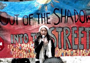 Speaking out at the Coming Out of the Shadows rally in Chicago