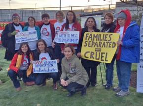 Protesters show their solidarity with hunger strikers inside Northwest Detention Center