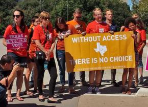 Supporters of abortion rights rally at the Texas Capitol building in Austin