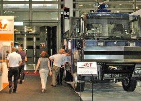 A massive "skunk truck" on display at the expo