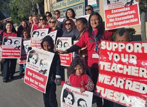 UTLA members on the picket line against school privatization