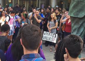 DePaul students gather to protest Milo Yiannopoulus