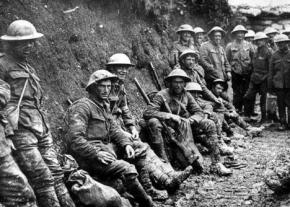 Soldiers in the trenches during the First World War