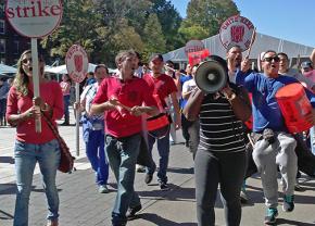 UNITE HERE Local 26 members on the march at Harvard University