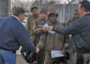 Hoffa opponents campaign for a reform slate outside a UPS hub