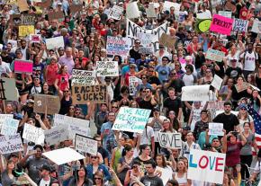 Thousands pour into the streets of Los Angeles to protest the President-elect