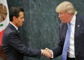 Donald Trump meets with Mexican President Enrique Peña Nieto (left) in 2016