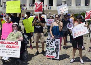 Protesters confront a far-right demonstration in Washington, D.C.