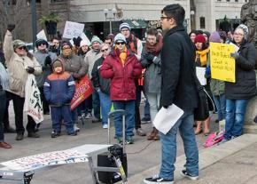 Activists rally against the Republican tax bill in Columbus, Ohio