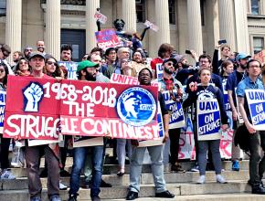 Striking graduate workers rally for union recognition at Columbia University