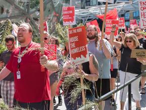 Protesters demand taxes on Amazon and other large corporations in Seattle