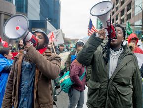 Workers and solidarity activists hit the streets of Chicago for $15 an hour and a union