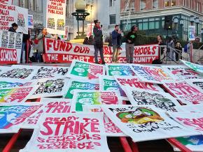 Oakland teachers send a message in Oscar Grant Plaza across from City Hall