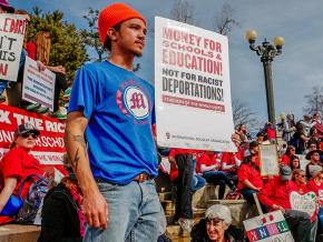 Manasseh “Nas” Oso at a teachers’ rally in Denver