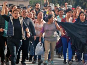 Striking workers take to the streets of Matamoros, Mexico